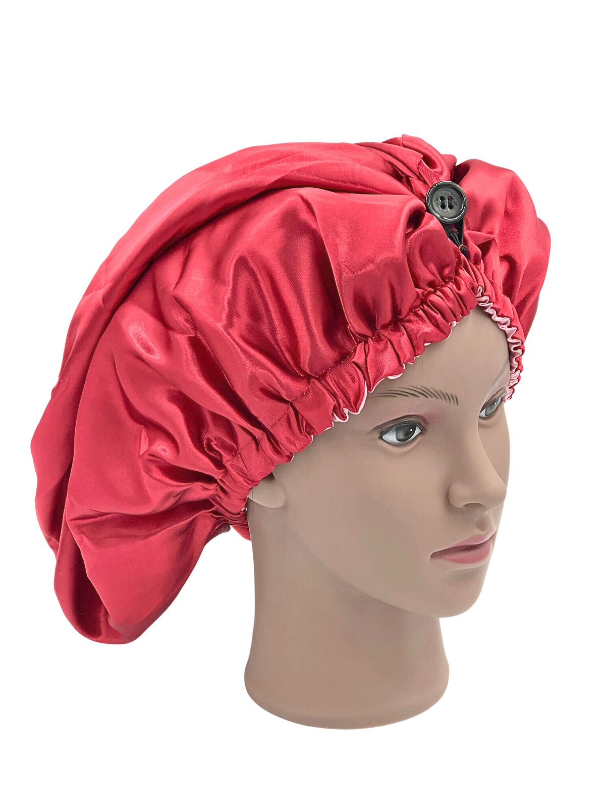 SATIN LONG BONNET  with BUTTON TO MAKE SHORTER