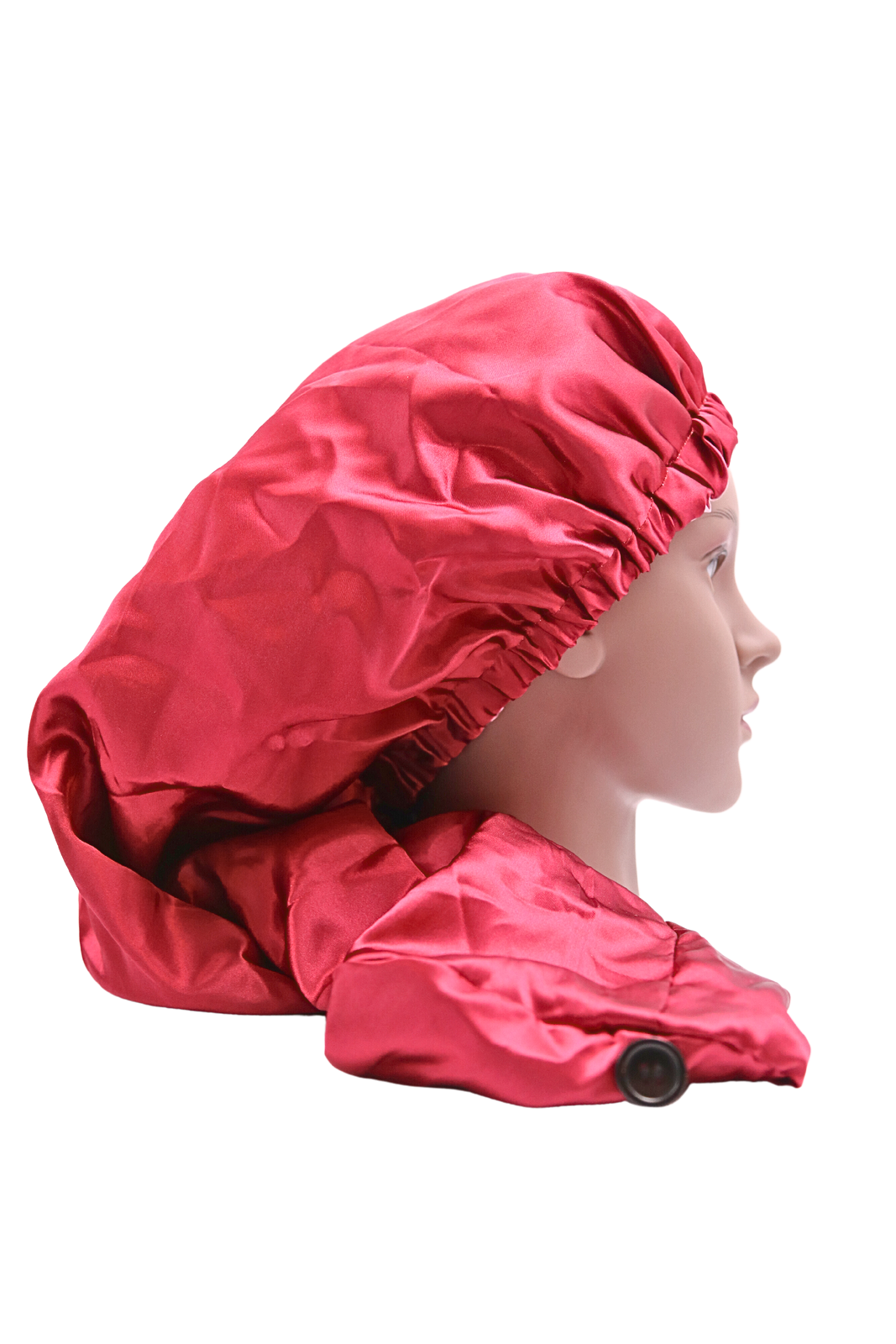 SATIN LONG BONNET  with BUTTON TO MAKE SHORTER