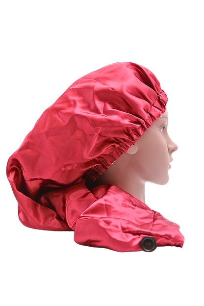 SATIN LONG BONNET  with BUTTON TO MAKE SHORTER